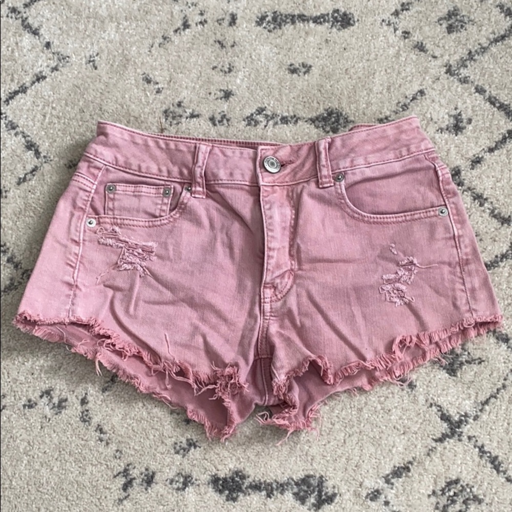 Pink jean shorts